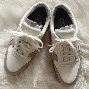 NEW Everlane White Cream Gray Releather Recycled Leather Court Sneakers